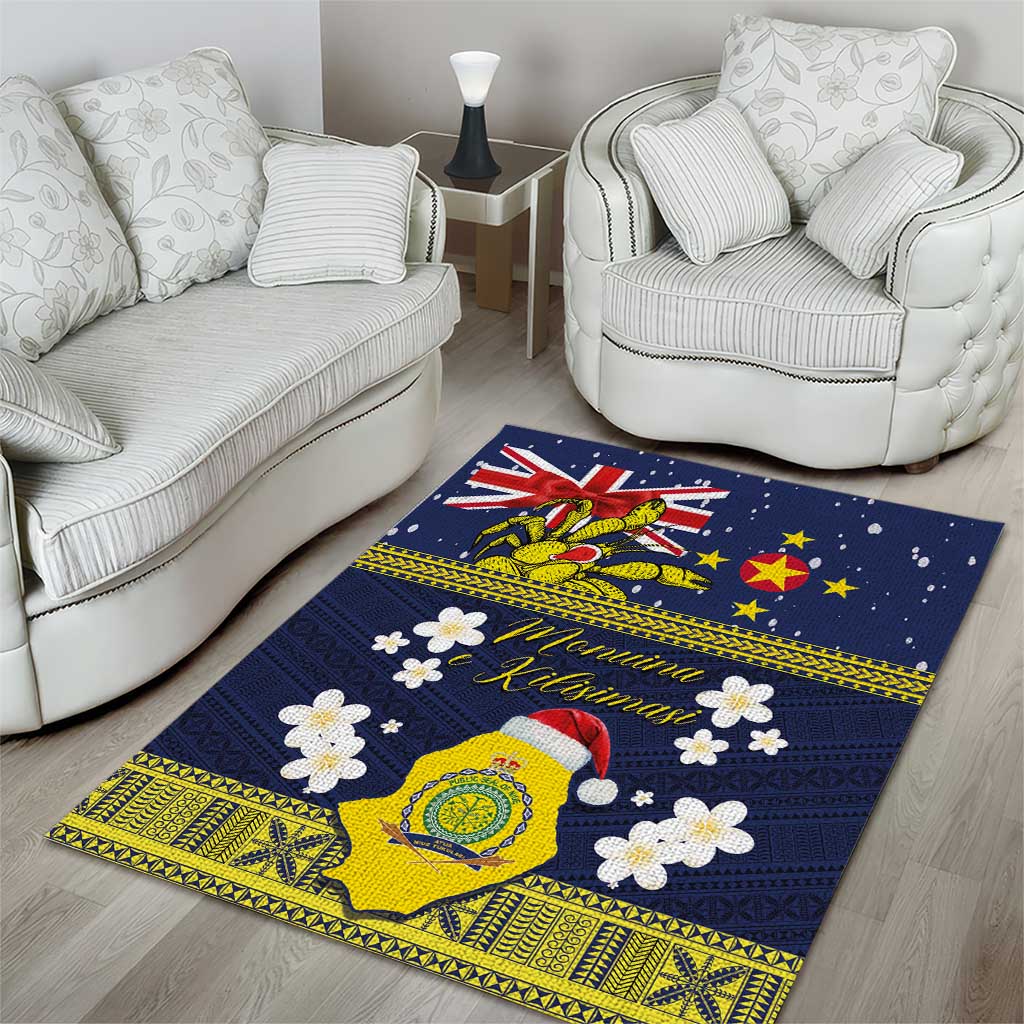 Niue Monuina e Kilisimasi Area Rug Christmas Uga - Niue Map and Emblem with Hiapo Art Pattern
