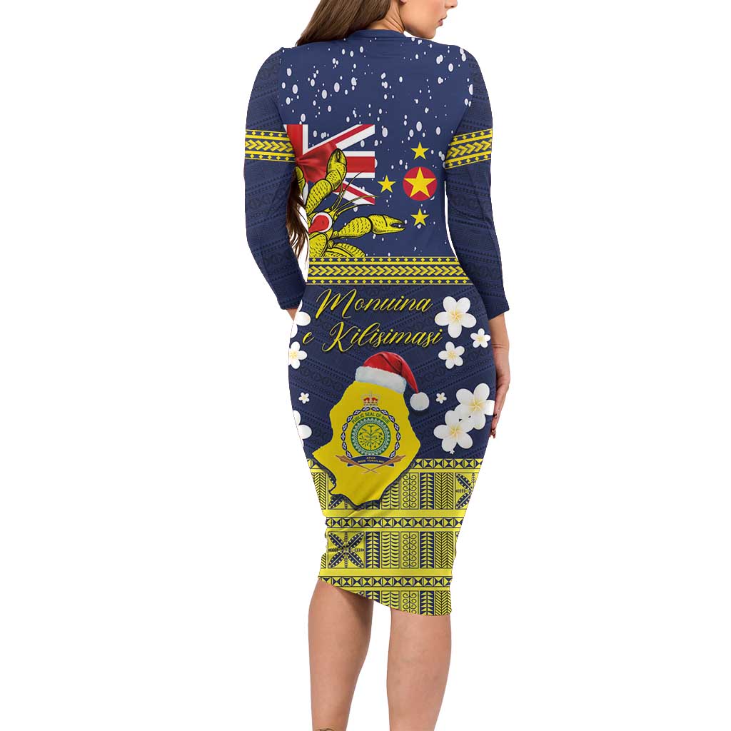 Niue Monuina e Kilisimasi Family Matching Long Sleeve Bodycon Dress and Hawaiian Shirt Christmas Uga - Niue Map and Emblem with Hiapo Art Pattern LT03 - Polynesian Pride