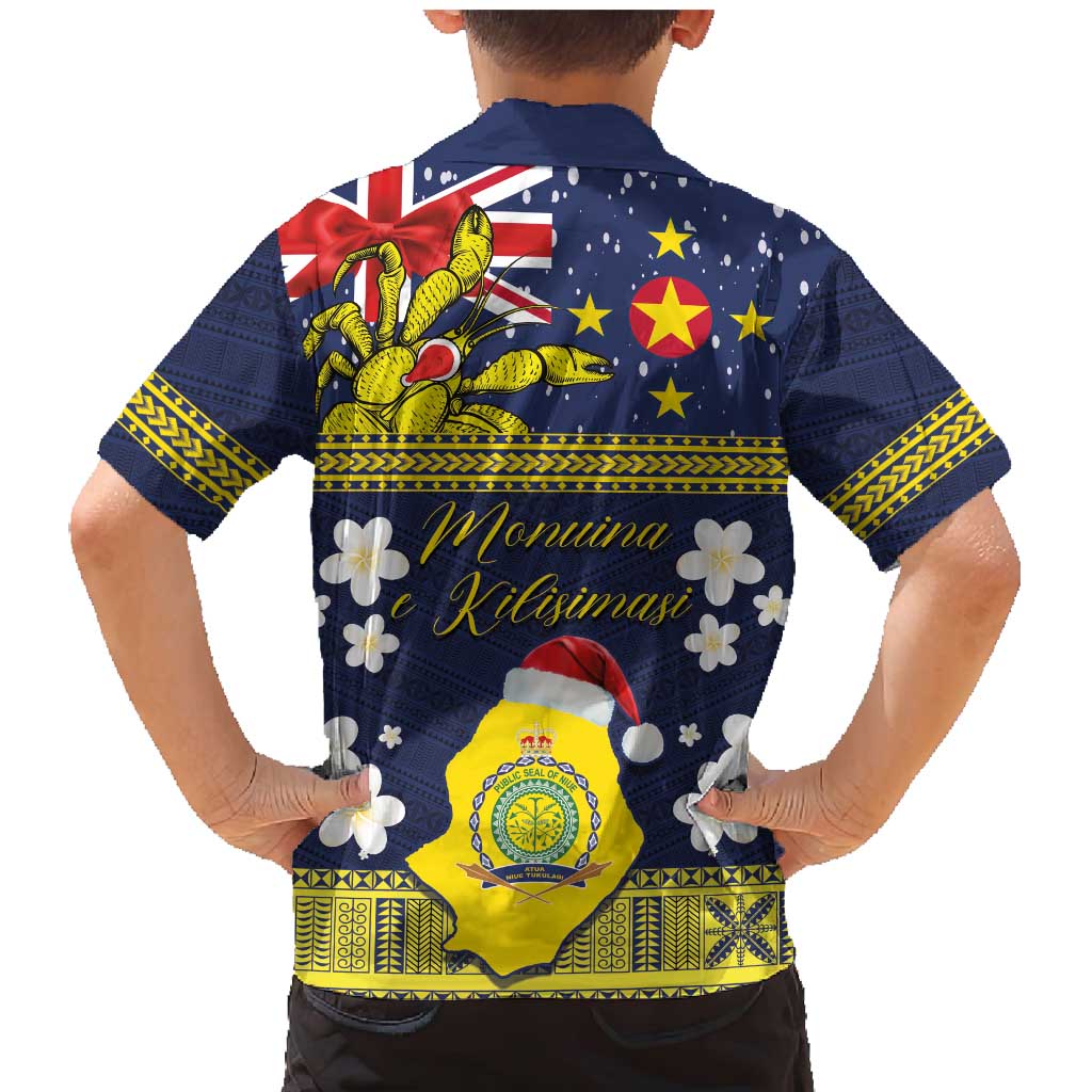 Niue Monuina e Kilisimasi Family Matching Mermaid Dress and Hawaiian Shirt Christmas Uga - Niue Map and Emblem with Hiapo Art Pattern LT03 - Polynesian Pride