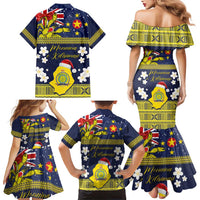 Niue Monuina e Kilisimasi Family Matching Mermaid Dress and Hawaiian Shirt Christmas Uga - Niue Map and Emblem with Hiapo Art Pattern LT03 - Polynesian Pride