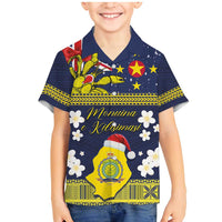 Niue Monuina e Kilisimasi Family Matching Mermaid Dress and Hawaiian Shirt Christmas Uga - Niue Map and Emblem with Hiapo Art Pattern LT03 Son's Shirt Yellow - Polynesian Pride