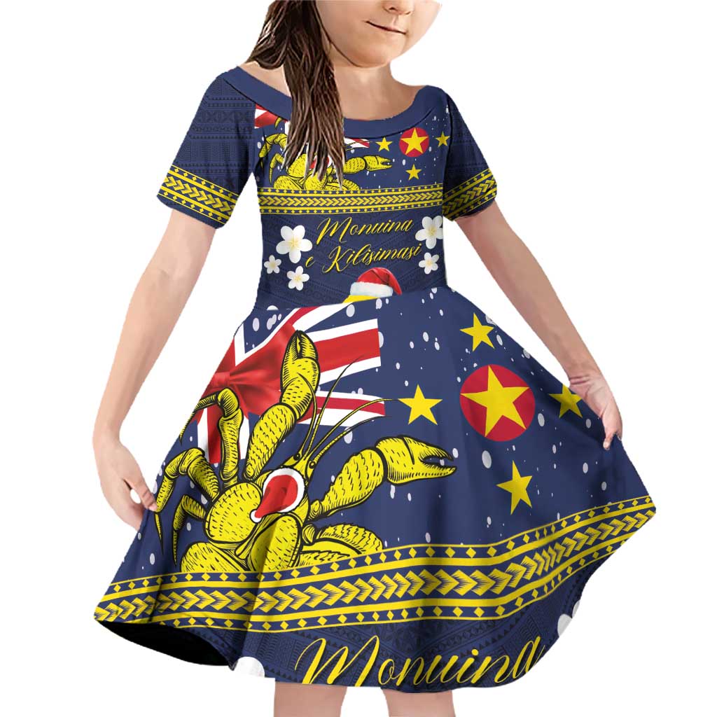 Niue Monuina e Kilisimasi Family Matching Off Shoulder Short Dress and Hawaiian Shirt Christmas Uga - Niue Map and Emblem with Hiapo Art Pattern LT03 Daughter's Dress Yellow - Polynesian Pride
