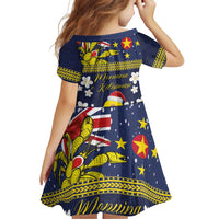 Niue Monuina e Kilisimasi Family Matching Off Shoulder Short Dress and Hawaiian Shirt Christmas Uga - Niue Map and Emblem with Hiapo Art Pattern LT03 - Polynesian Pride