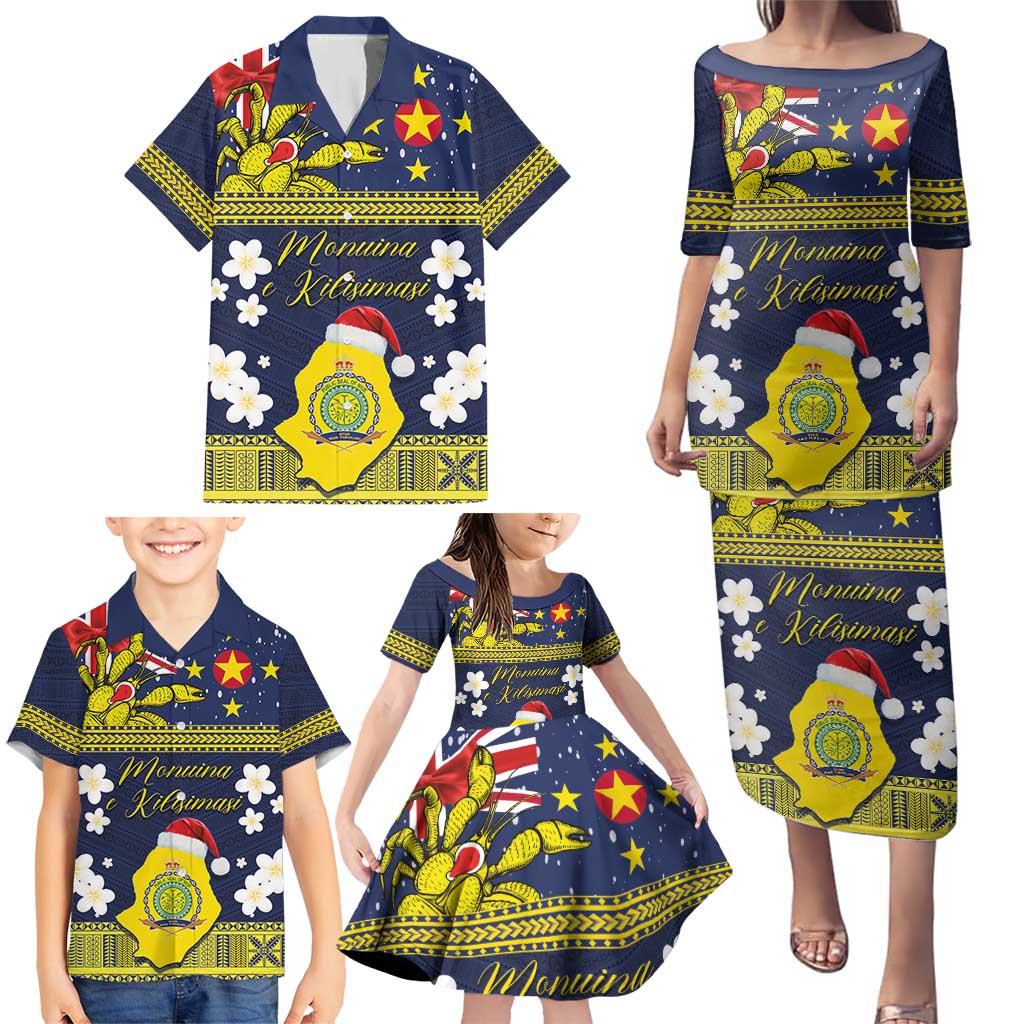 Niue Monuina e Kilisimasi Family Matching Puletasi and Hawaiian Shirt Christmas Uga - Niue Map and Emblem with Hiapo Art Pattern LT03 - Polynesian Pride