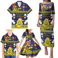 Niue Monuina e Kilisimasi Family Matching Puletasi and Hawaiian Shirt Christmas Uga - Niue Map and Emblem with Hiapo Art Pattern LT03 - Polynesian Pride