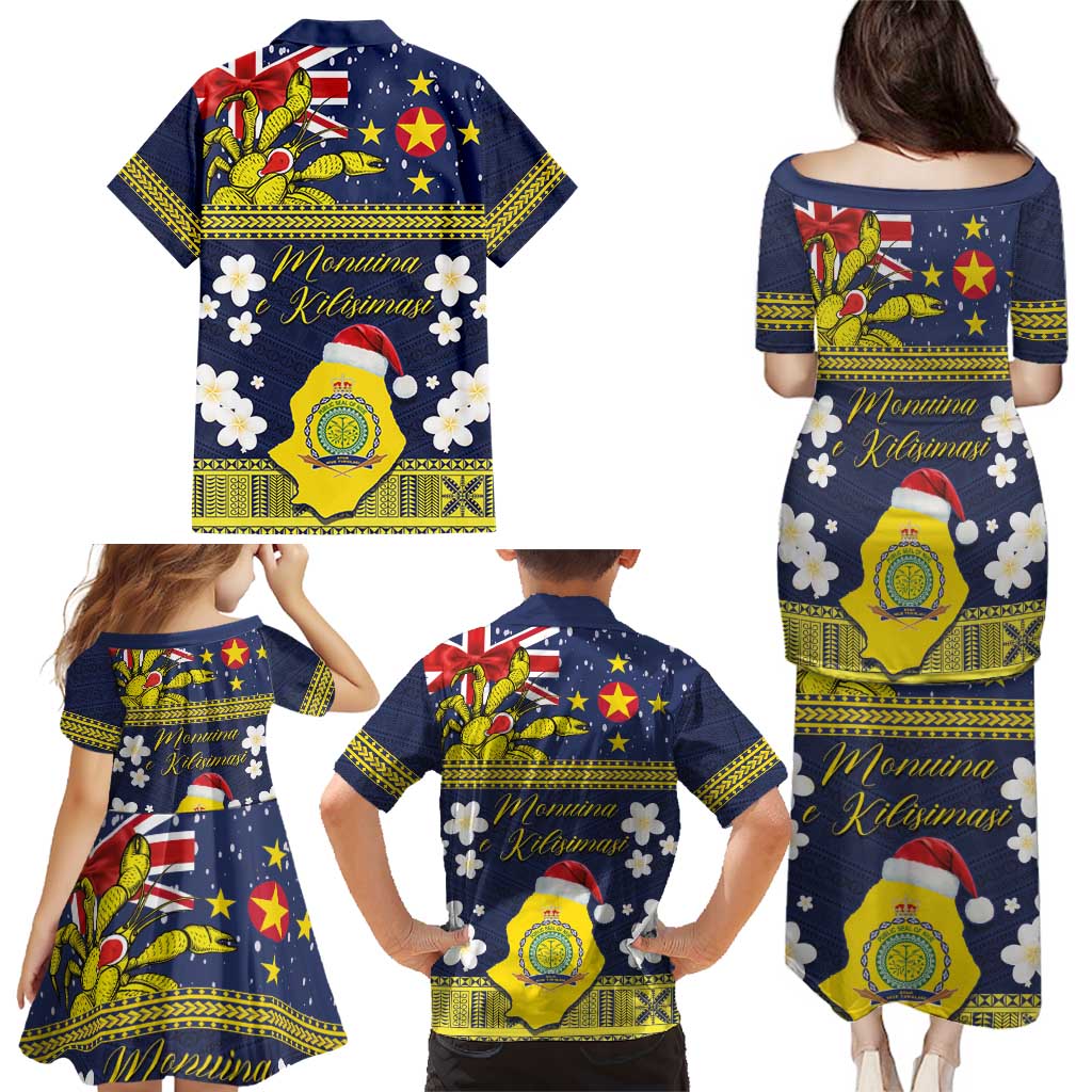 Niue Monuina e Kilisimasi Family Matching Puletasi and Hawaiian Shirt Christmas Uga - Niue Map and Emblem with Hiapo Art Pattern LT03 - Polynesian Pride