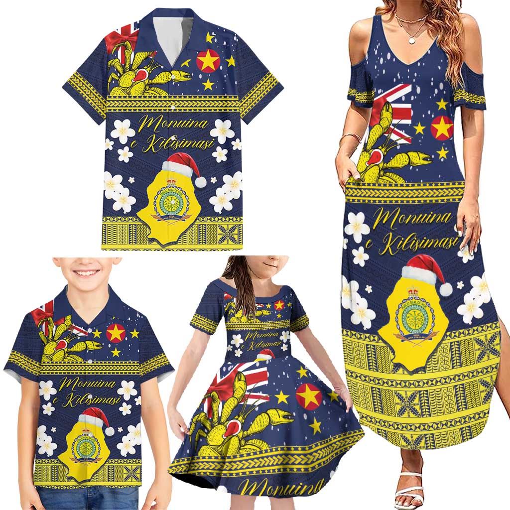 Niue Monuina e Kilisimasi Family Matching Summer Maxi Dress and Hawaiian Shirt Christmas Uga - Niue Map and Emblem with Hiapo Art Pattern LT03 - Polynesian Pride