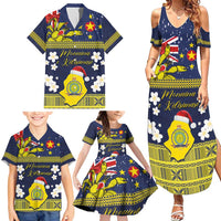Niue Monuina e Kilisimasi Family Matching Summer Maxi Dress and Hawaiian Shirt Christmas Uga - Niue Map and Emblem with Hiapo Art Pattern LT03 - Polynesian Pride
