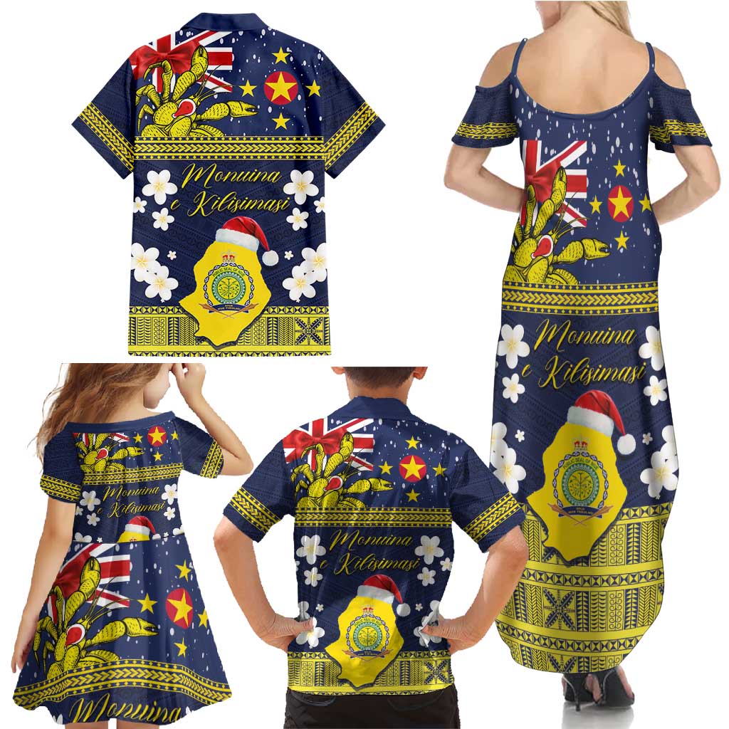 Niue Monuina e Kilisimasi Family Matching Summer Maxi Dress and Hawaiian Shirt Christmas Uga - Niue Map and Emblem with Hiapo Art Pattern LT03 - Polynesian Pride
