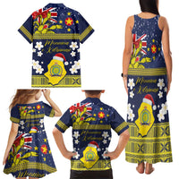 Niue Monuina e Kilisimasi Family Matching Tank Maxi Dress and Hawaiian Shirt Christmas Uga - Niue Map and Emblem with Hiapo Art Pattern LT03 - Polynesian Pride