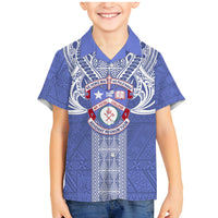 Tonga Apifoou School Family Matching Mermaid Dress and Hawaiian Shirt Ngatu and Polynesian Pattern LT03 Son's Shirt Blue - Polynesian Pride
