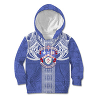 Tonga Apifoou School Kid Hoodie Ngatu and Polynesian Pattern LT03 Hoodie Blue - Polynesian Pride