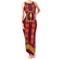 Tonga Beulah College Family Matching Tank Maxi Dress and Hawaiian Shirt Ngatu and Polynesian Pattern LT03 Mom's Dress Red - Polynesian Pride