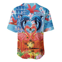 Hawaiian Love-Couple Dolphins and Flamingos Baseball Jersey - Polynesian Pride
