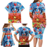 Hawaiian Love-Couple Dolphins and Flamingos Family Matching Long Sleeve Bodycon Dress and Hawaiian Shirt LT03 - Polynesian Pride