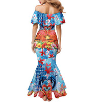 Hawaiian Love-Couple Dolphins and Flamingos Family Matching Mermaid Dress and Hawaiian Shirt LT03 - Polynesian Pride