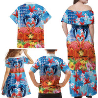 Hawaiian Love-Couple Dolphins and Flamingos Family Matching Off Shoulder Maxi Dress and Hawaiian Shirt LT03 - Polynesian Pride