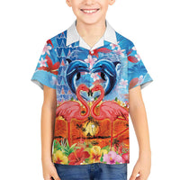 Hawaiian Love-Couple Dolphins and Flamingos Family Matching Off Shoulder Maxi Dress and Hawaiian Shirt LT03 Son's Shirt Multicolor - Polynesian Pride