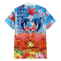 Hawaiian Love-Couple Dolphins and Flamingos Family Matching Puletasi and Hawaiian Shirt LT03 - Polynesian Pride