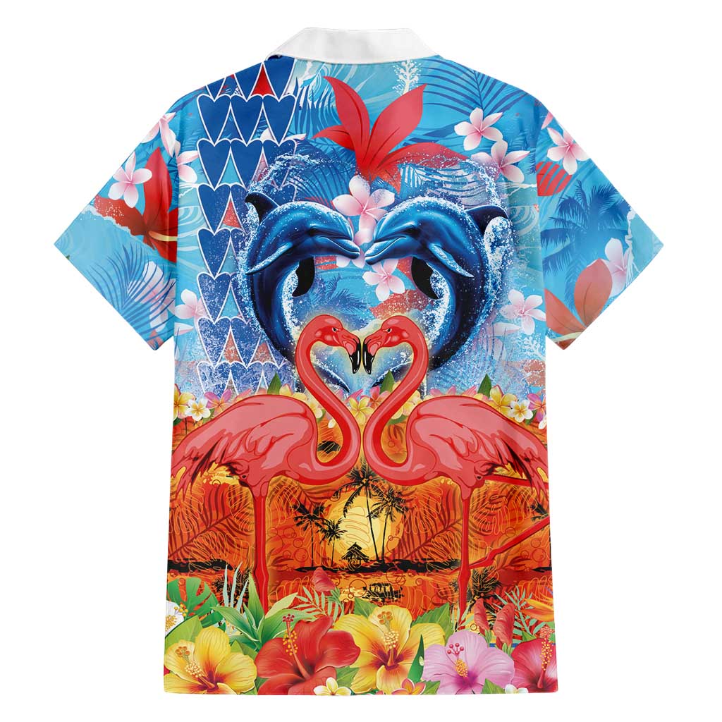 Hawaiian Love-Couple Dolphins and Flamingos Family Matching Summer Maxi Dress and Hawaiian Shirt LT03 - Polynesian Pride