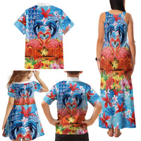 Hawaiian Love-Couple Dolphins and Flamingos Family Matching Tank Maxi Dress and Hawaiian Shirt LT03 - Polynesian Pride