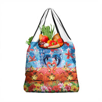 Hawaiian Love-Couple Dolphins and Flamingos Grocery Bag LT03 1-pack One Size Multicolor - Polynesian Pride