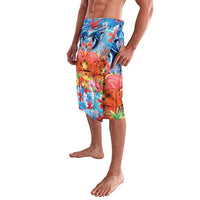 Hawaiian Love-Couple Dolphins and Flamingos Lavalava - Polynesian Pride