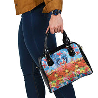 Hawaiian Love-Couple Dolphins and Flamingos Shoulder Handbag - Polynesian Pride