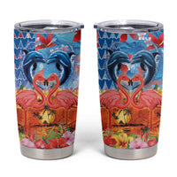 Hawaiian Love-Couple Dolphins and Flamingos Tumbler Cup LT03 Multicolor - Polynesian Pride