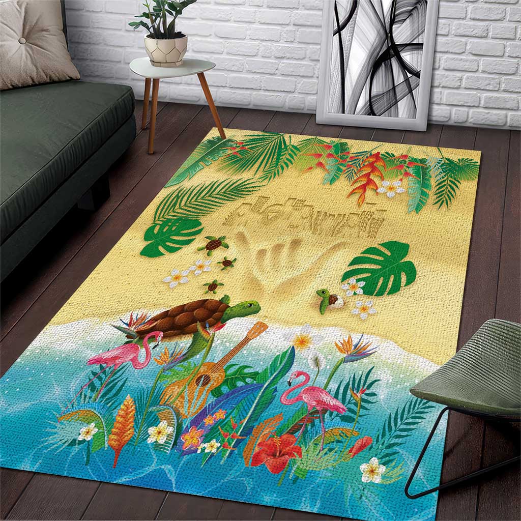 Hawaiian Alohawaii Area Rug Tropical Plants and Animals on The Beach LT03 Multicolor - Polynesian Pride