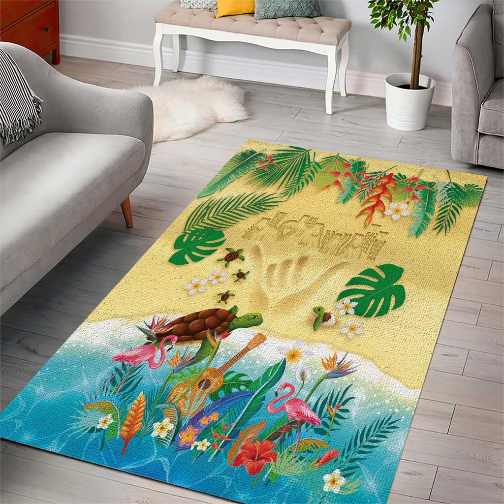 Hawaiian Alohawaii Area Rug Tropical Plants and Animals on The Beach LT03 - Polynesian Pride