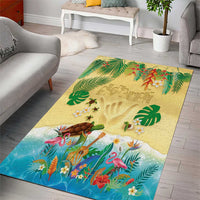 Hawaiian Alohawaii Area Rug Tropical Plants and Animals on The Beach LT03 - Polynesian Pride