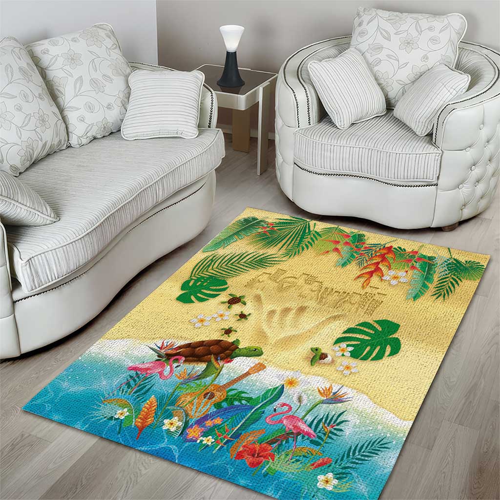 Hawaiian Alohawaii Area Rug Tropical Plants and Animals on The Beach LT03 - Polynesian Pride