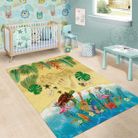 Hawaiian Alohawaii Area Rug Tropical Plants and Animals on The Beach LT03 - Polynesian Pride
