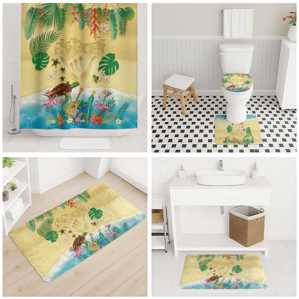 Hawaiian Alohawaii Bathroom Set Tropical Plants and Animals on The Beach - Polynesian Pride