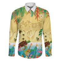 Hawaiian Alohawaii Family Matching Off Shoulder Maxi Dress and Hawaiian Shirt Tropical Plants and Animals on The Beach LT03 Dad's Shirt - Long Sleeve Multicolor - Polynesian Pride