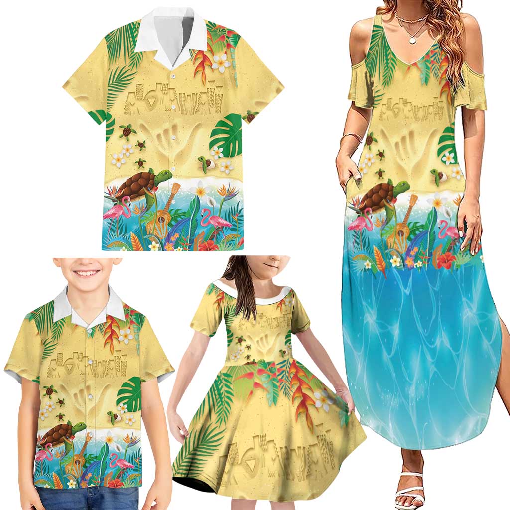 Hawaiian Alohawaii Family Matching Summer Maxi Dress and Hawaiian Shirt Tropical Plants and Animals on The Beach LT03 - Polynesian Pride