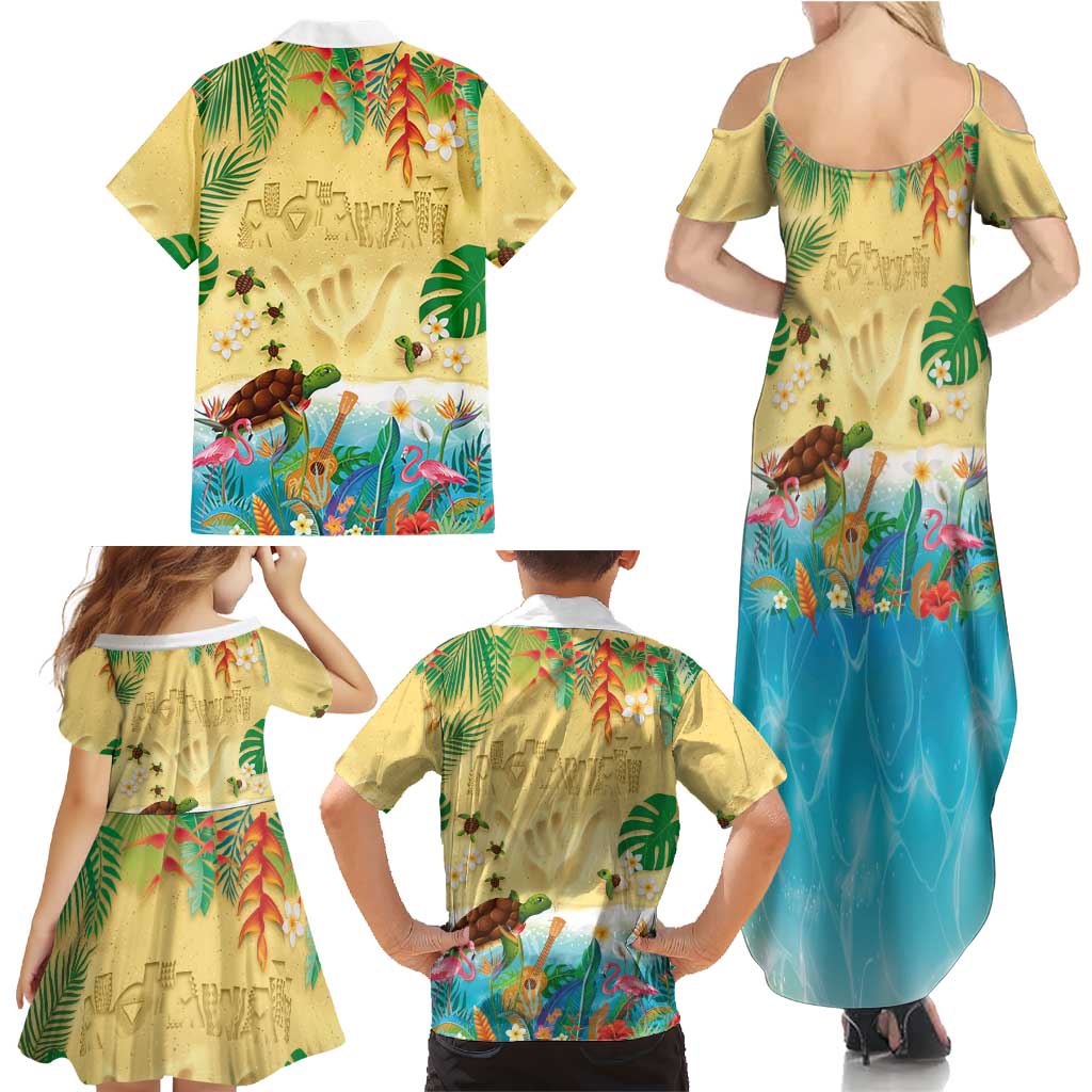 Hawaiian Alohawaii Family Matching Summer Maxi Dress and Hawaiian Shirt Tropical Plants and Animals on The Beach LT03 - Polynesian Pride