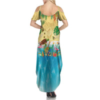 Hawaiian Alohawaii Family Matching Summer Maxi Dress and Hawaiian Shirt Tropical Plants and Animals on The Beach LT03 - Polynesian Pride
