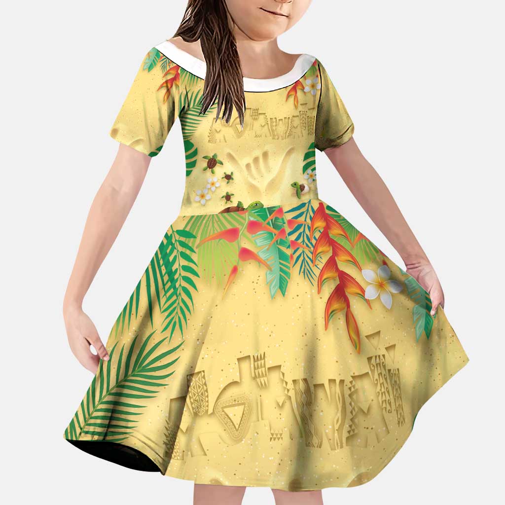 Hawaiian Alohawaii Family Matching Tank Maxi Dress and Hawaiian Shirt Tropical Plants and Animals on The Beach LT03 Daughter's Dress Multicolor - Polynesian Pride