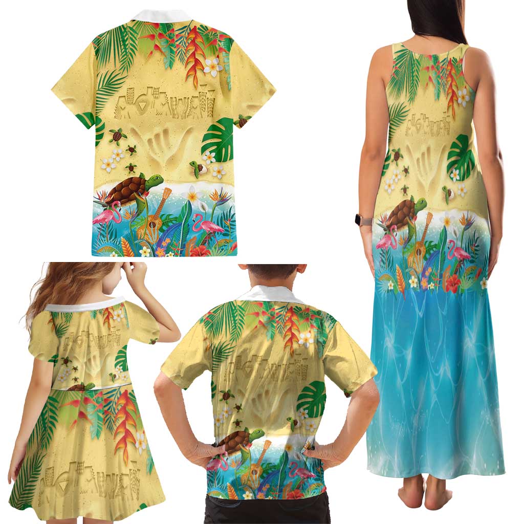 Hawaiian Alohawaii Family Matching Tank Maxi Dress and Hawaiian Shirt Tropical Plants and Animals on The Beach LT03 - Polynesian Pride