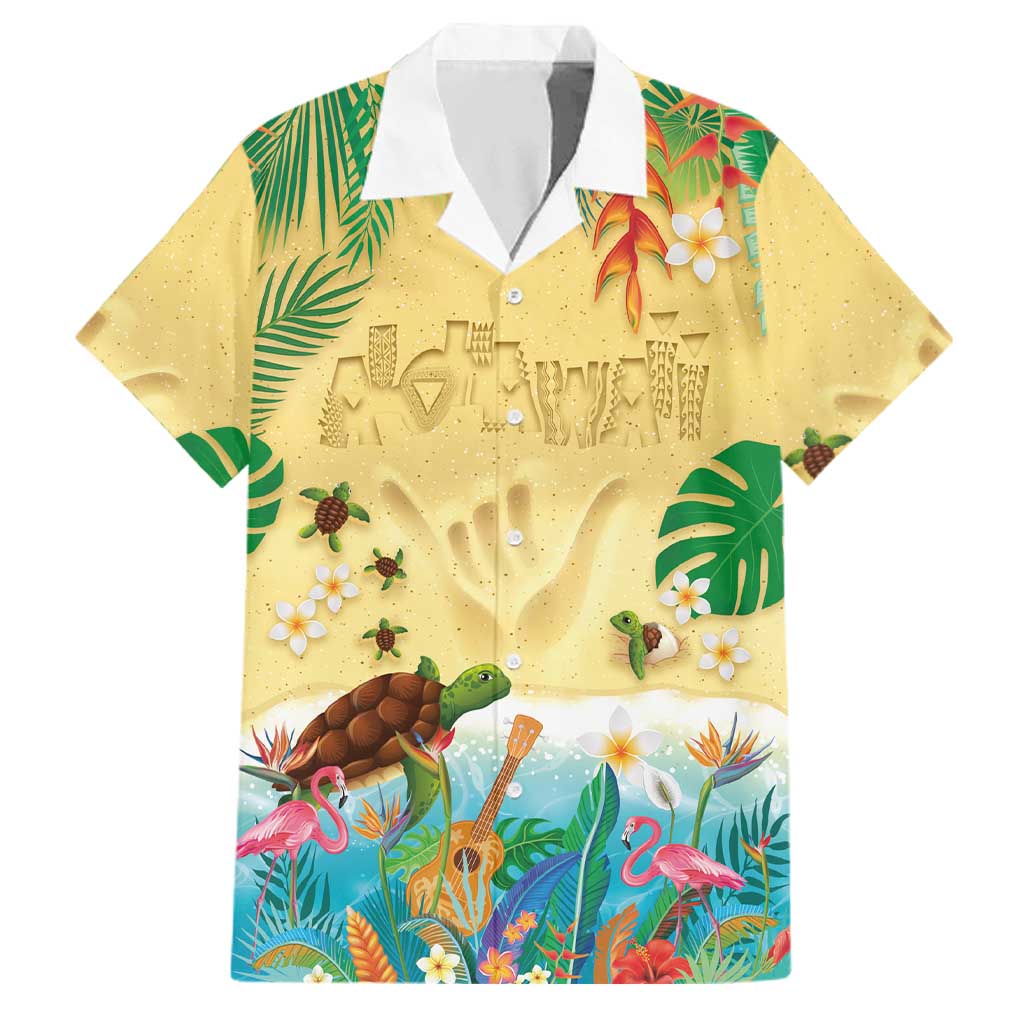Hawaiian Alohawaii Family Matching Tank Maxi Dress and Hawaiian Shirt Tropical Plants and Animals on The Beach LT03 Dad's Shirt - Short Sleeve Multicolor - Polynesian Pride