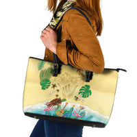 Hawaiian Alohawaii Leather Tote Bag Tropical Plants and Animals on The Beach LT03 Multicolor - Polynesian Pride