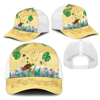 Hawaiian Alohawaii Mesh Trucker Cap Tropical Plants and Animals on The Beach - Polynesian Pride
