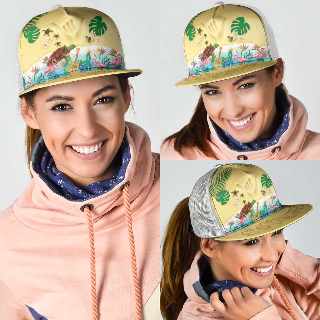 Hawaiian Alohawaii Mesh Trucker Cap Tropical Plants and Animals on The Beach - Polynesian Pride