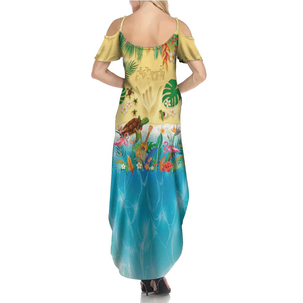 Hawaiian Alohawaii Summer Maxi Dress Tropical Plants and Animals on The Beach - Polynesian Pride