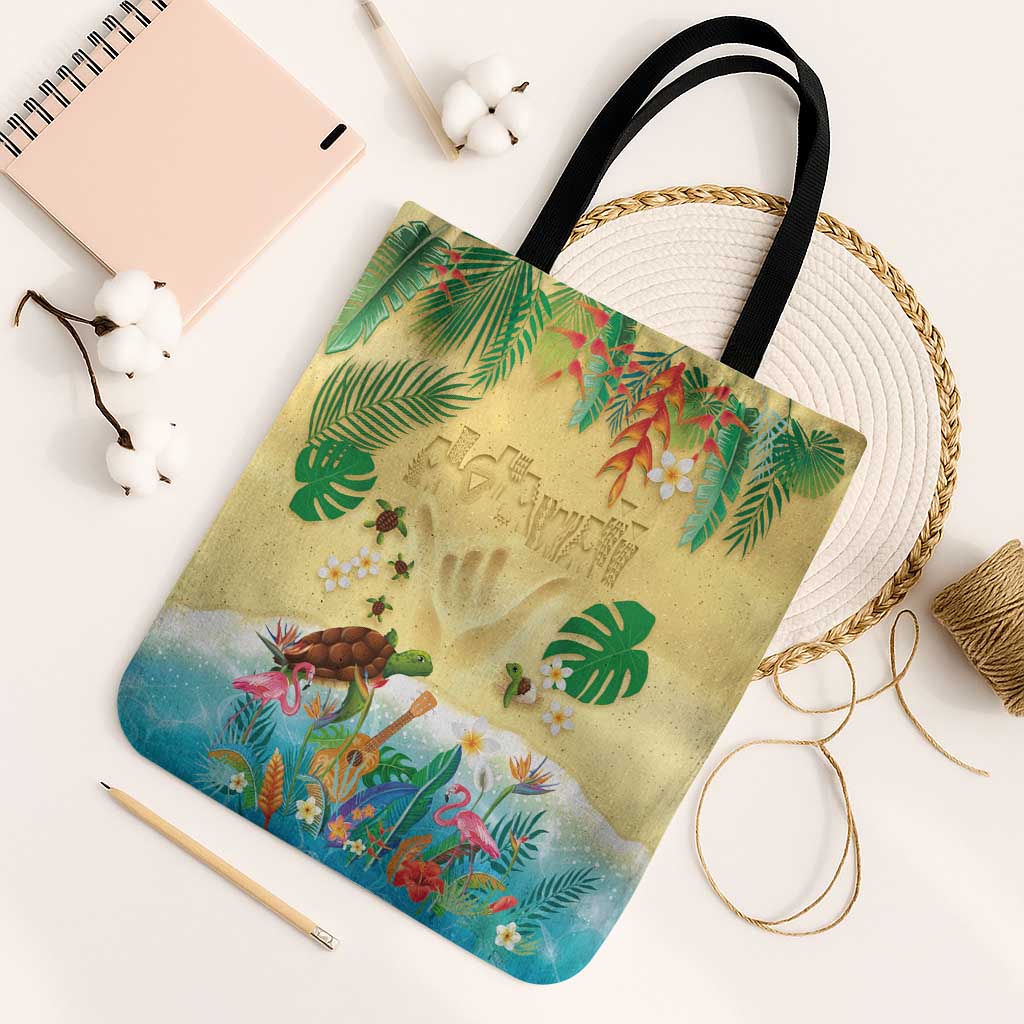 Hawaiian Alohawaii Tote Bag Tropical Plants and Animals on The Beach LT03 Black Strap One Size Multicolor - Polynesian Pride