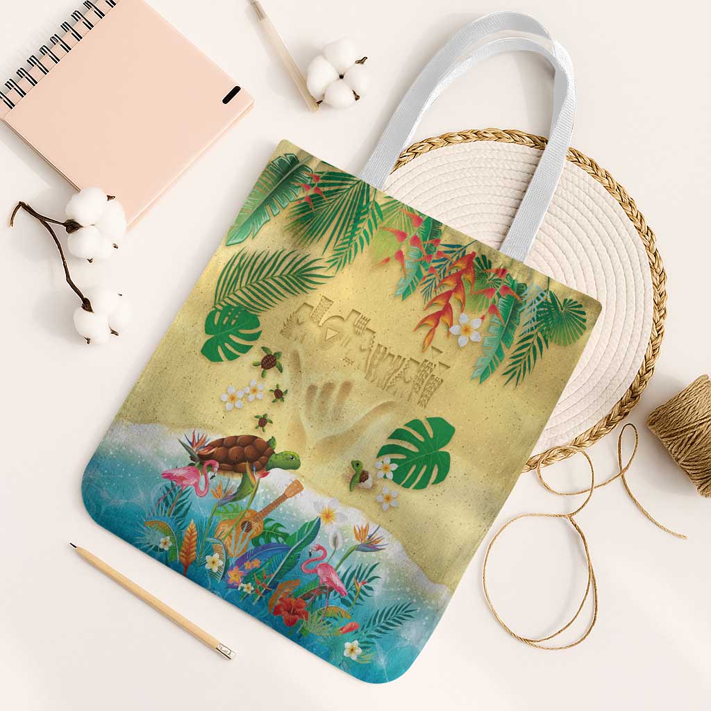 Hawaiian Alohawaii Tote Bag Tropical Plants and Animals on The Beach LT03 White Strap One Size Multicolor - Polynesian Pride