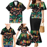 Hawaiian Alohawaii Family Matching Mermaid Dress and Hawaiian Shirt Tribal Sea Animals Tattoo and Tropical Plants LT03 - Polynesian Pride