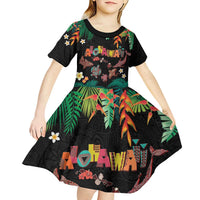 Hawaiian Alohawaii Kid Short Sleeve Dress Tribal Sea Animals Tattoo and Tropical Plants LT03 - Polynesian Pride